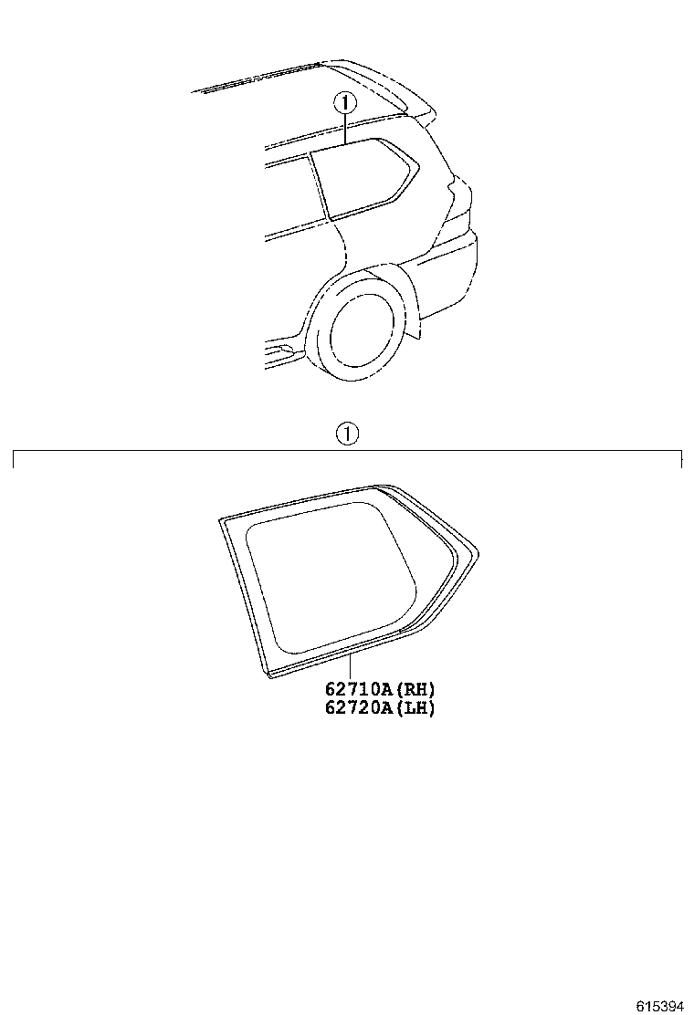 62720-60L50 WINDOW ASSY, QUARTER, LH product image