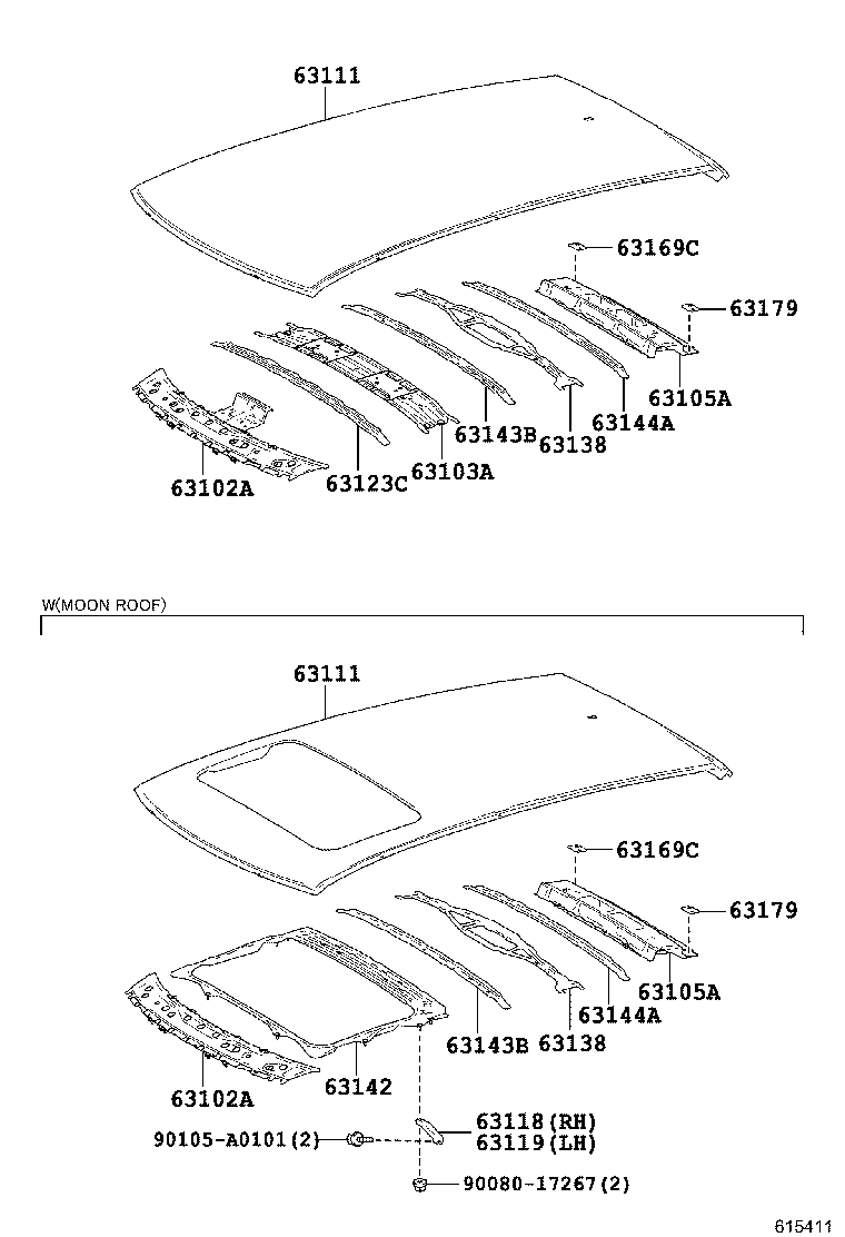 63241-0E080 BRACKET, SLIDING ROOF HOUSING FRONT MOUNTING, RH product image