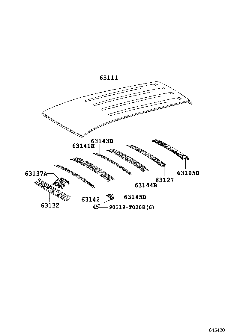63142-0K040 REINFORCEMENT, ROOF PANEL, NO.2 product image