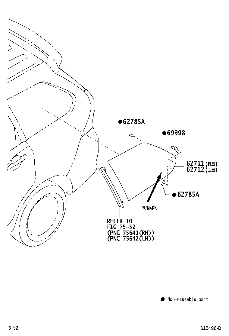 Toyota 62711-BZ210 GLASS, QUARTER WINDOW, RH