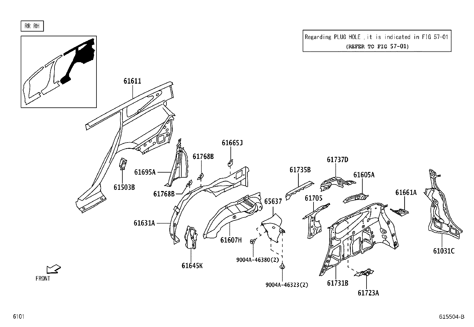 61311-BZ250 PILLAR, CENTER BODY, OUTER RH product image
