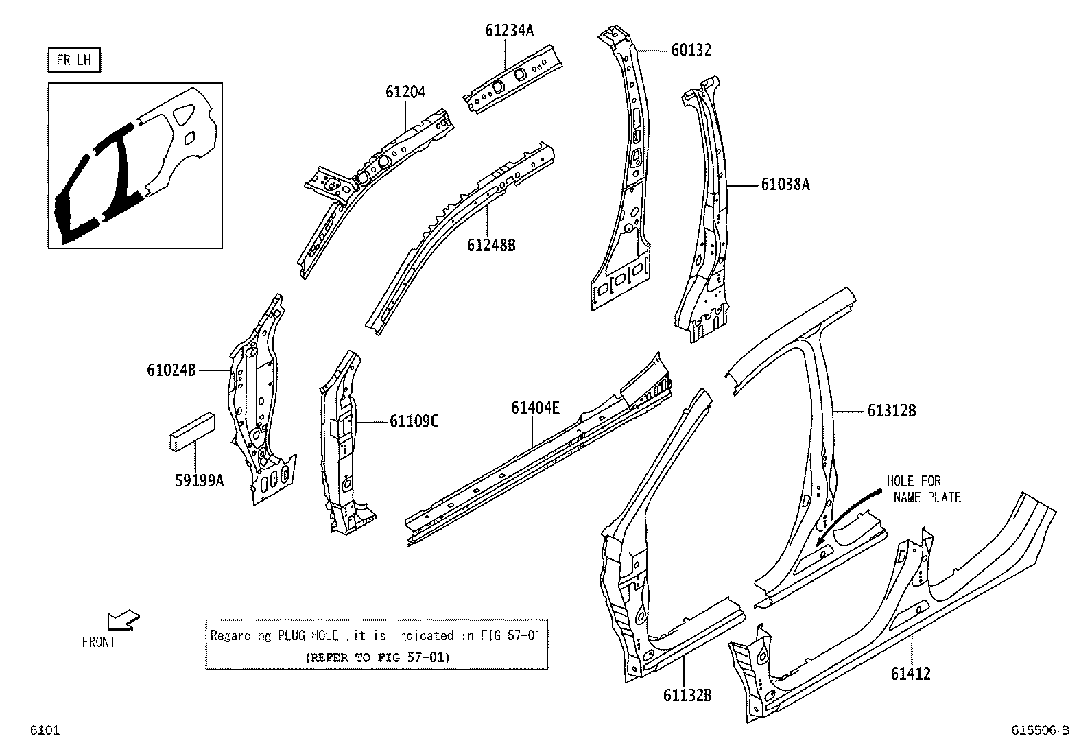 61311-BZ250 PILLAR, CENTER BODY, OUTER RH product image