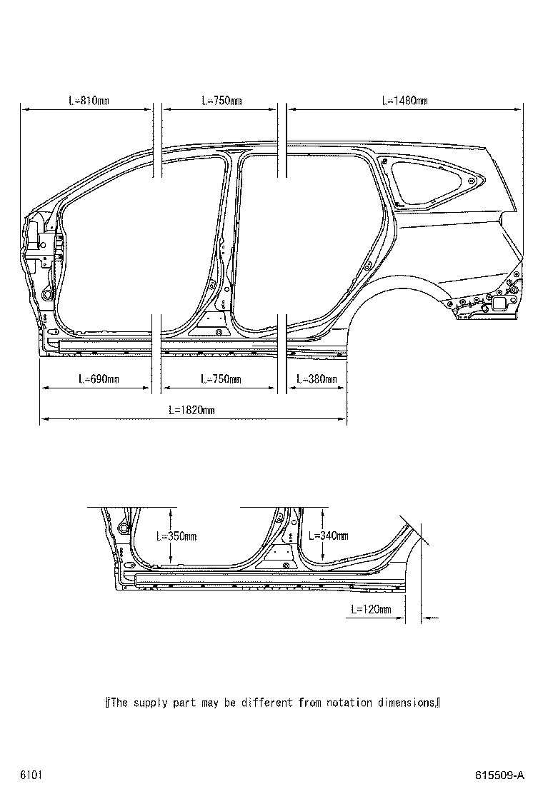 61311-BZ250 PILLAR, CENTER BODY, OUTER RH product image