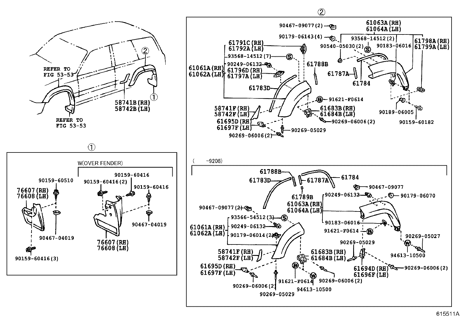 76608-60180 MUDGUARD SUB-ASSY, QUARTER PANEL, REAR LH product image