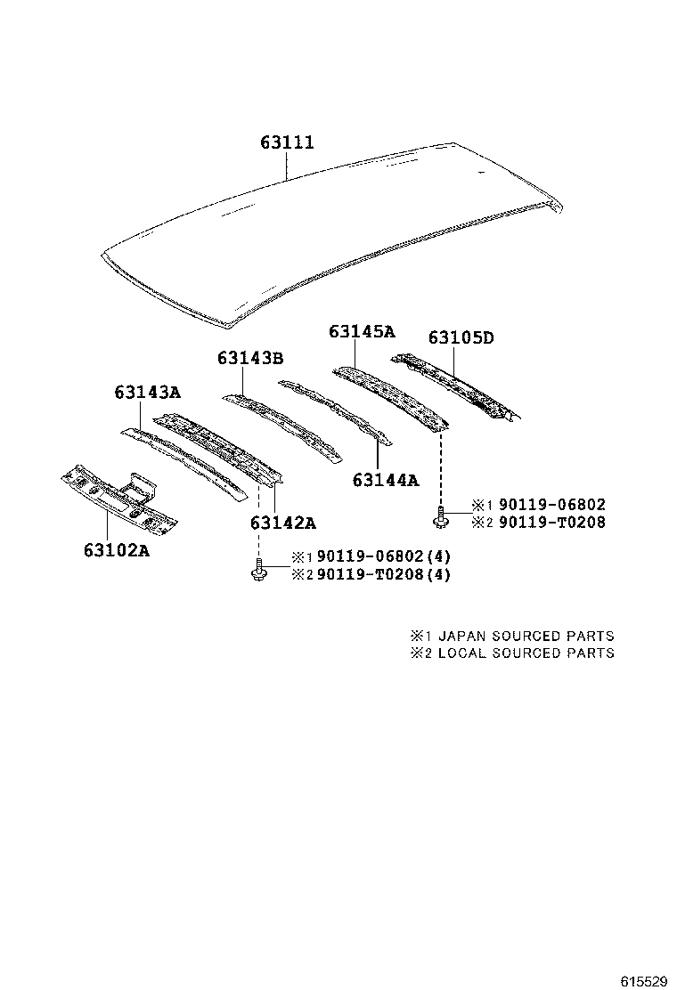 63103-0D050 REINFORCEMENT, ROOF PANEL, NO.2 product image