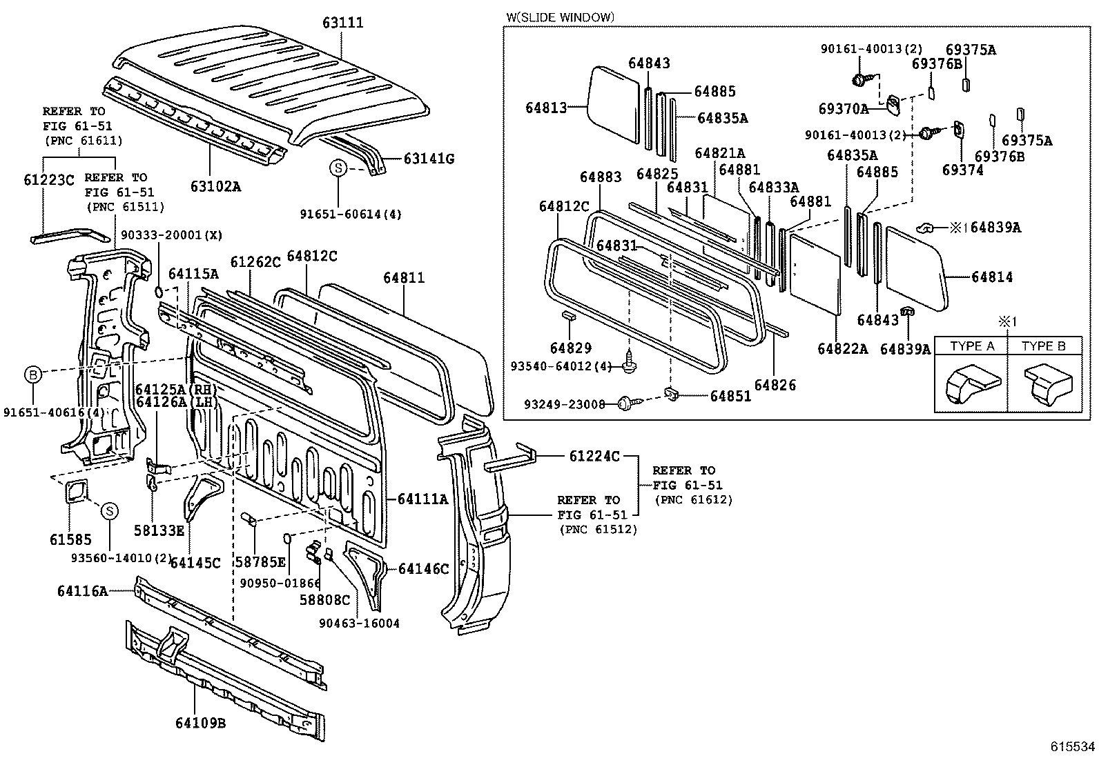 64831-60010 WEATHERSTRIP, BACK WINDOW GLASS product image