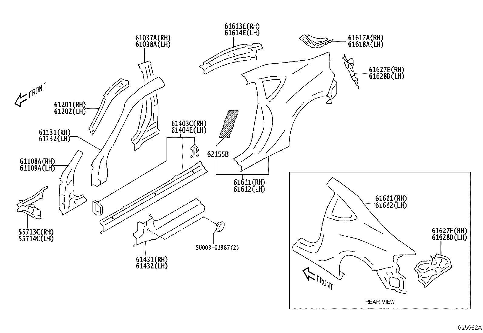 SU003-07660 PANEL SUB-ASSY, QUARTER, RH product image
