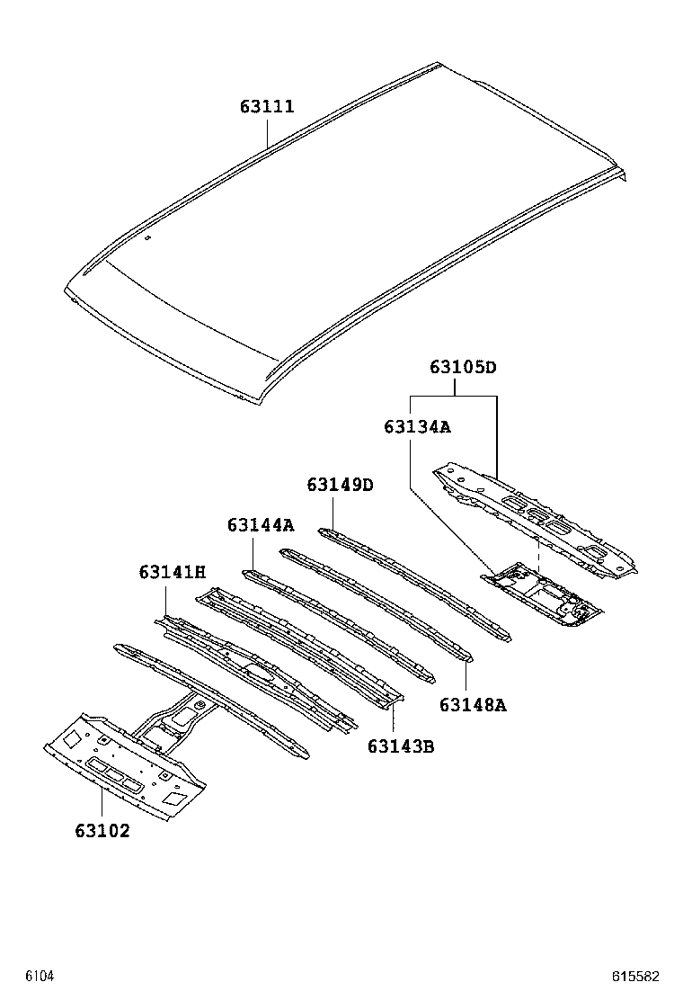 63149-B1010 REINFORCEMENT, ROOF PANEL, NO.8 product image