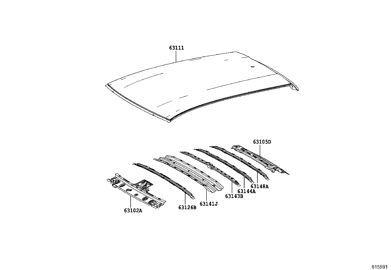 63148-F4010 REINFORCEMENT, ROOF PANEL, NO.7 product image