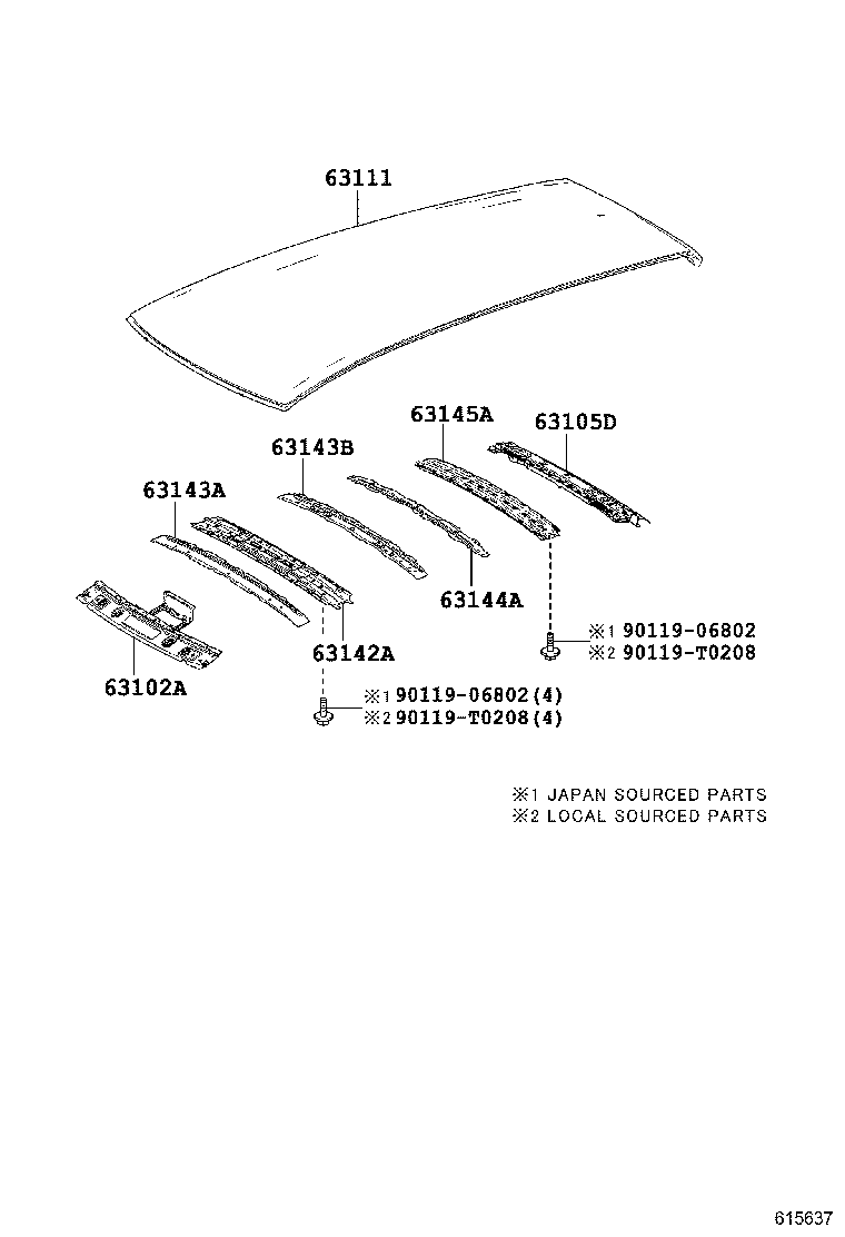 63103-0D060 REINFORCEMENT, ROOF PANEL, NO.2 product image