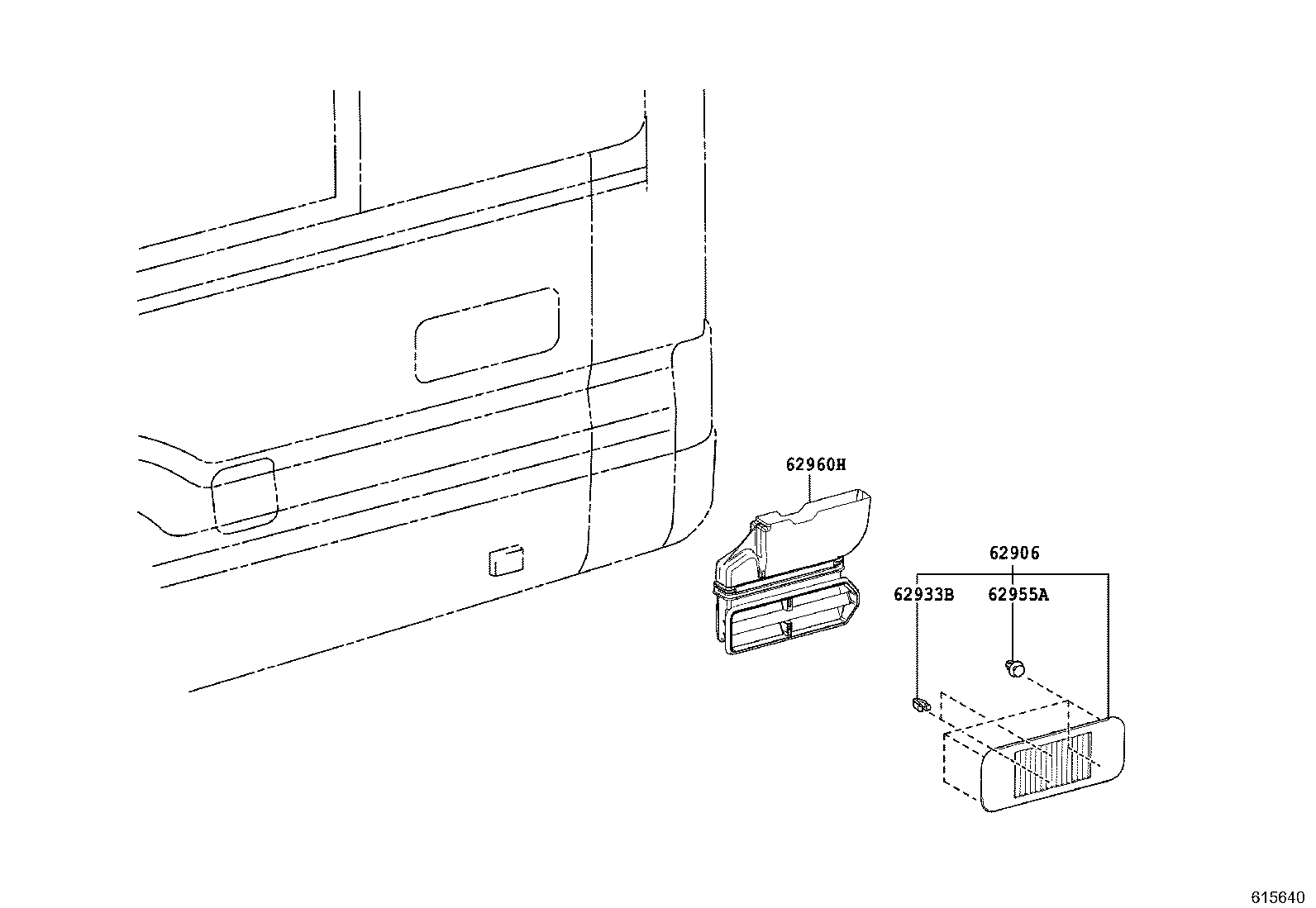 62960-36040 DUCT ASSY, QUARTER VENT, NO.2 LH product image