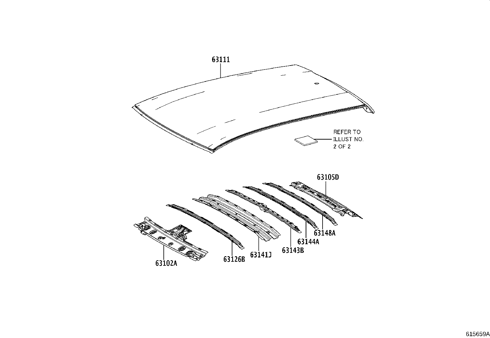 63105-10100 FRAME SUB-ASSY, BACK WINDOW, UPPER product image