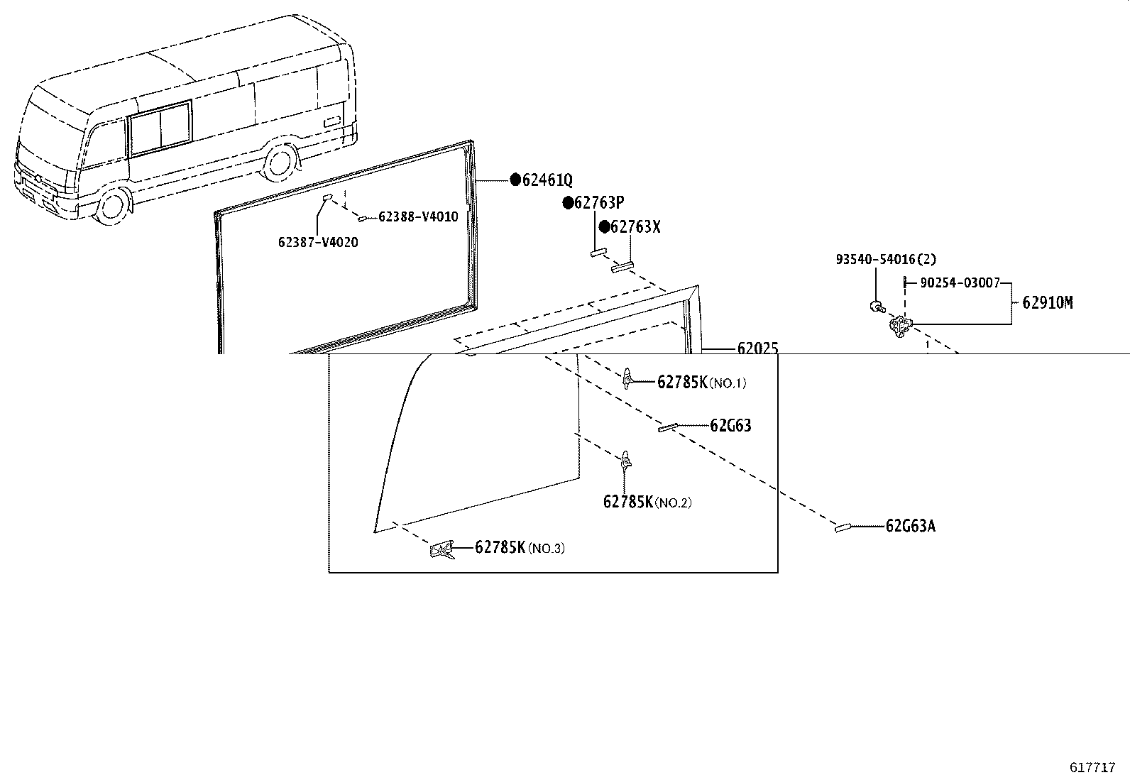 62785-36020 SPACER, QUARTER WINDOW GLASS product image
