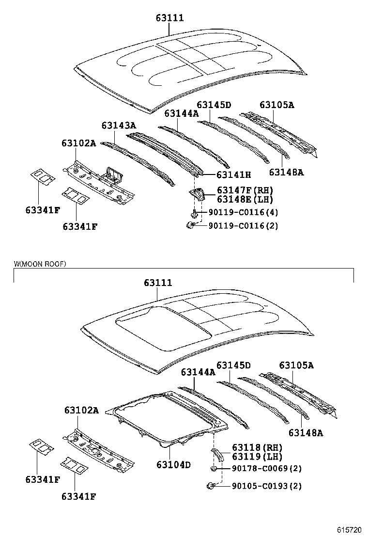 63111-K0010 PANEL, ROOF product image