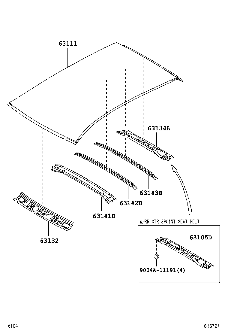 63111-BZ040 PANEL, ROOF product image