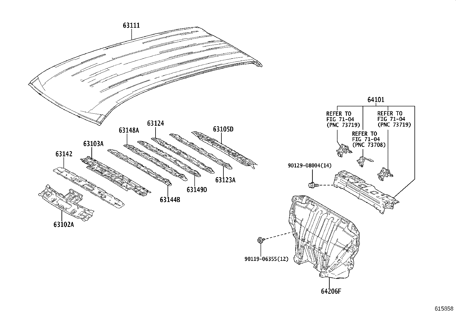 63142-15020 REINFORCEMENT, ROOF PANEL, NO.2 product image