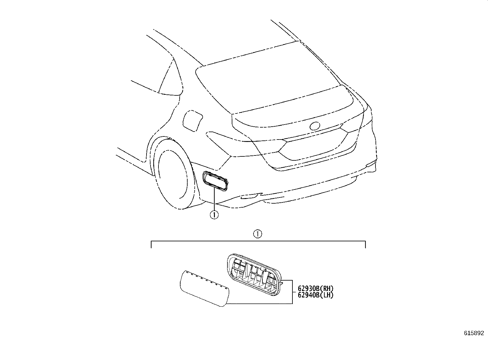 62940-06130 DUCT ASSY, QUARTER VENT, RH product image