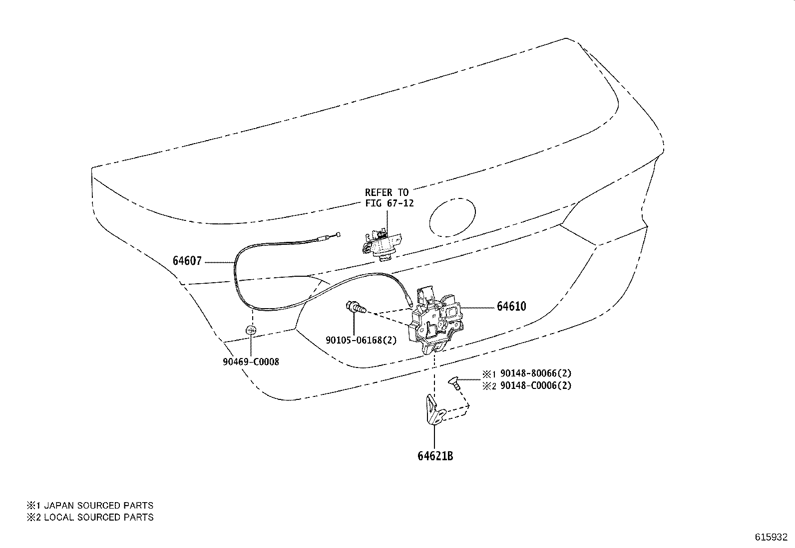 64520-06210 HINGE ASSY, LUGGAGE COMPARTMENT DOOR, LH product image