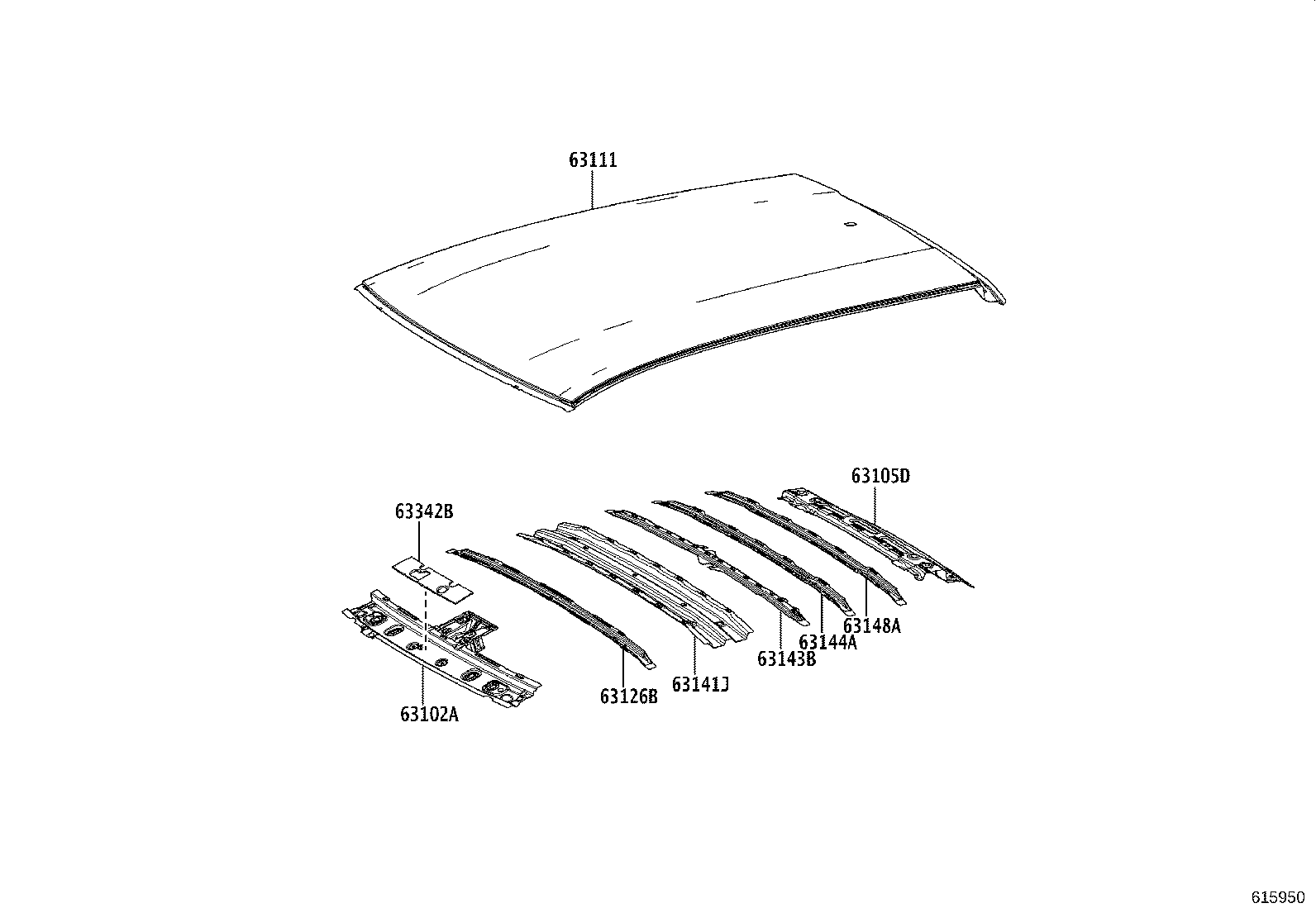 63111-F4020 PANEL, ROOF product image