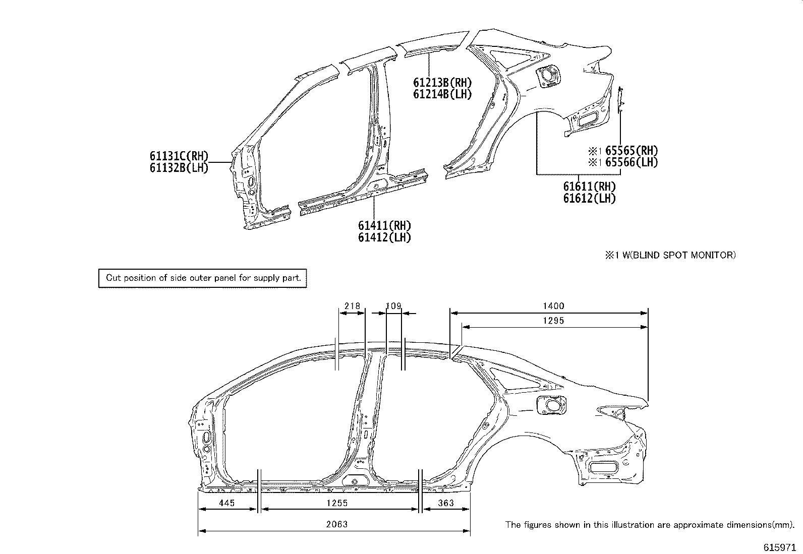 61401-07010 PANEL SUB-ASSY, ROCKER, OUTER RH product image