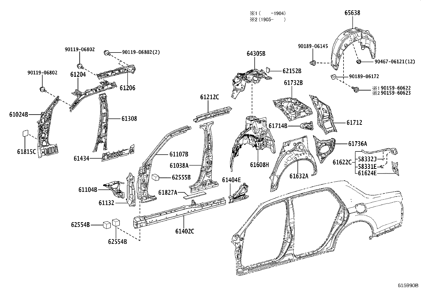 58331-40010 BRACKET, LUGGAGE COMPARTMENT TRIM, NO.1 product image