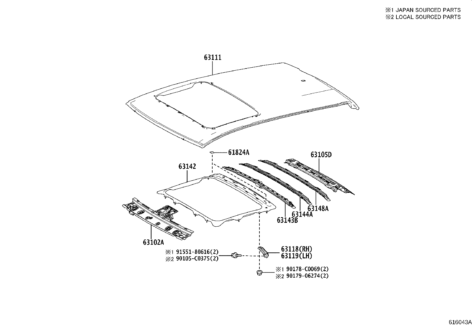 63111-F4040 PANEL, ROOF product image