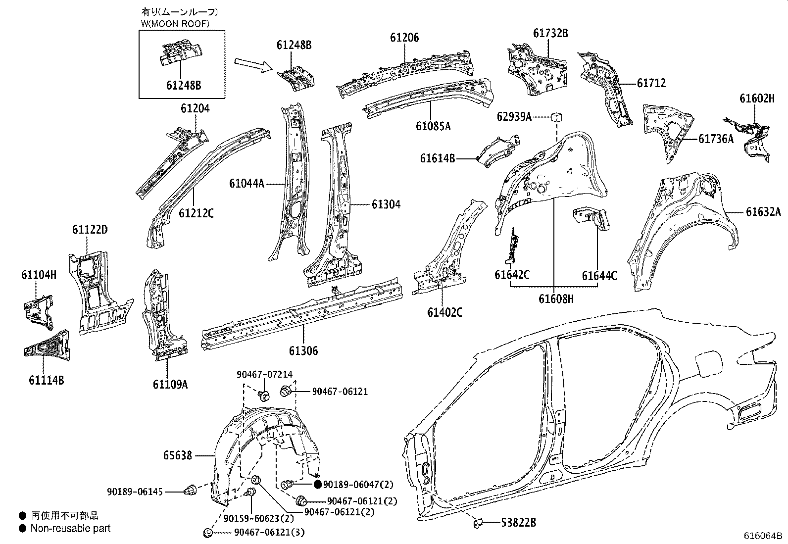 61601-06360 PANEL, QUARTER, RH product image