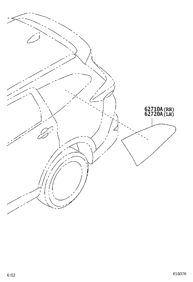 62710-BZ050 WINDOW ASSY, QUARTER, RH product image