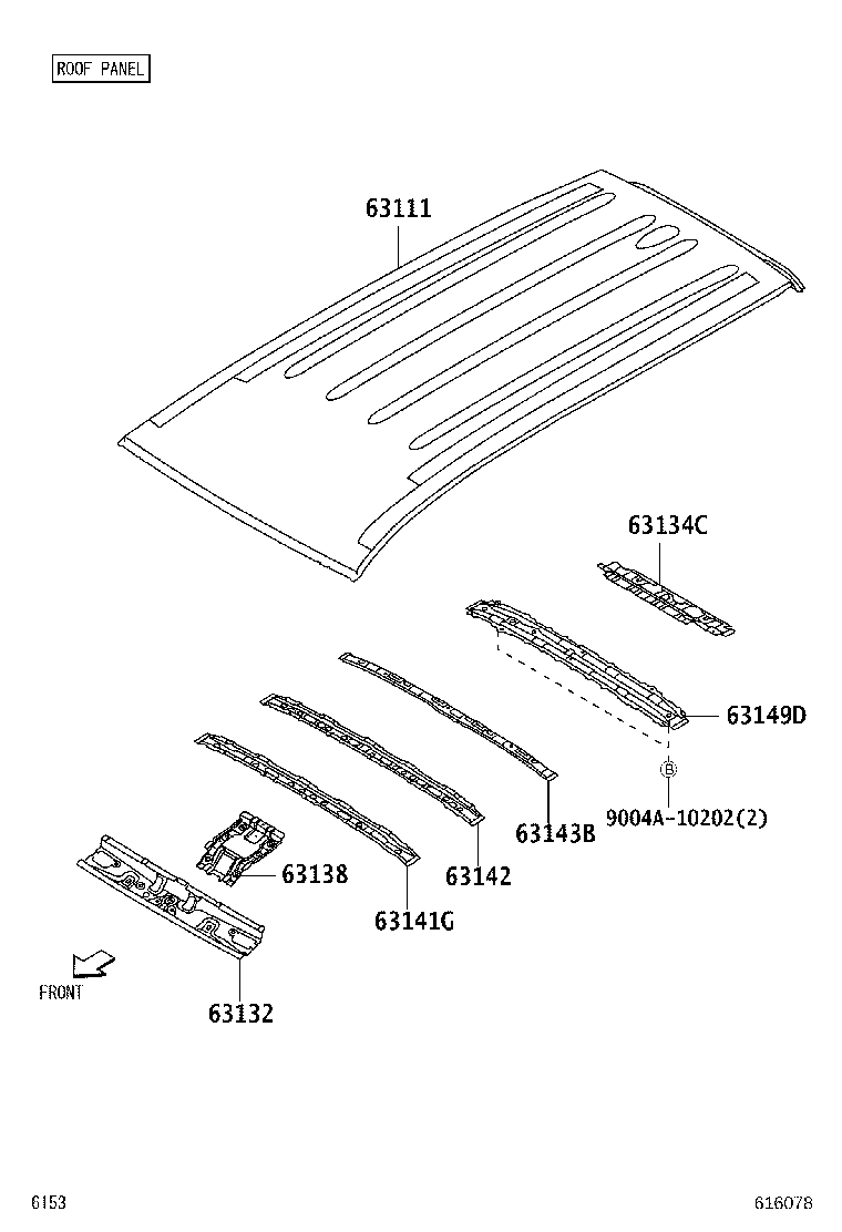 63403-BZ040 SUPPORT SUB-ASSY, ROOF RACK, CENTER RH product image