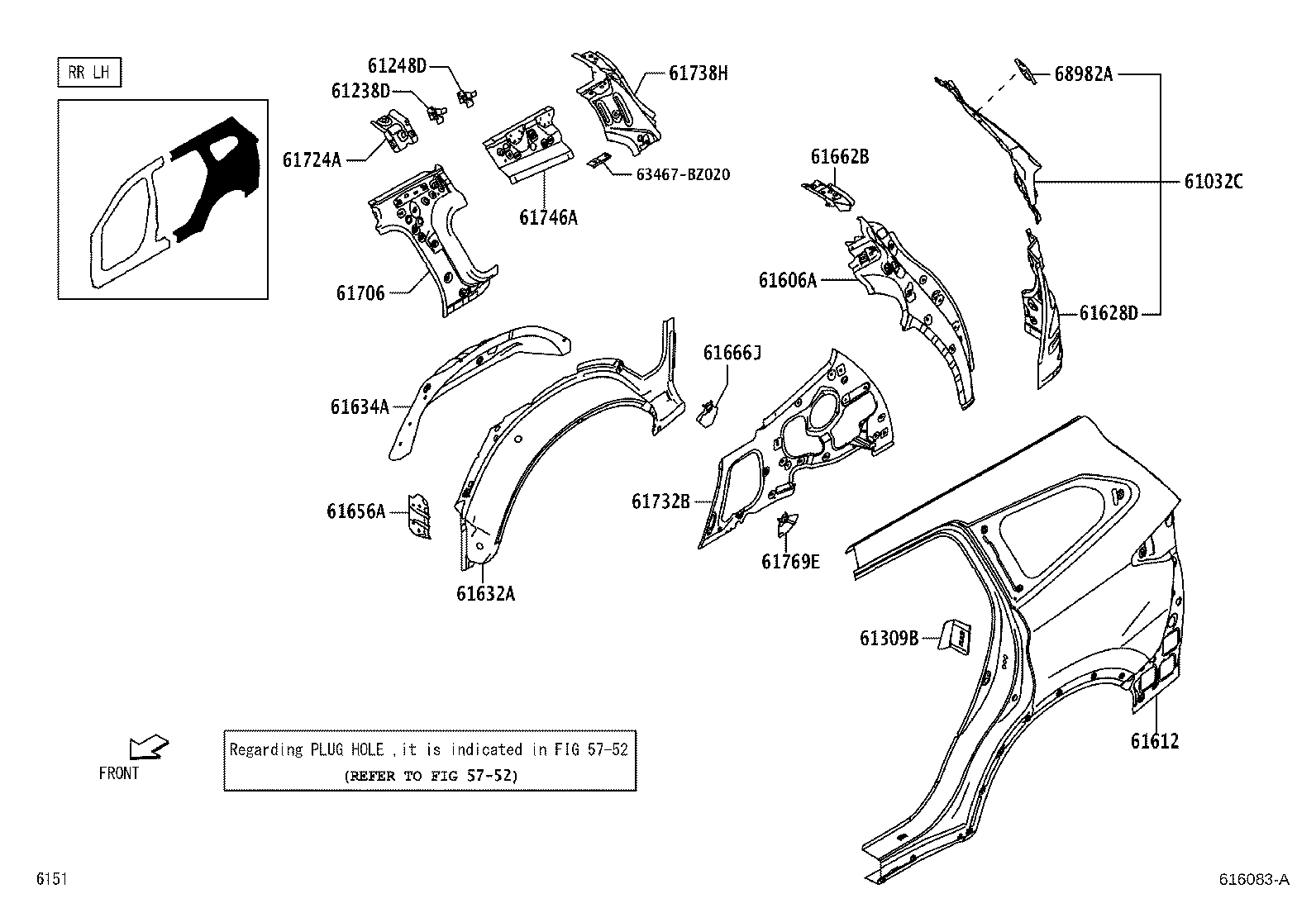 61037-BZ320 REINFORCEMENT SUB-ASSY, CENTER BODY PILLAR, RH product image