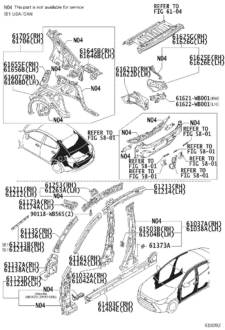 61622-WB002 TROUGH, BACK DOOR OPENING, LH product image