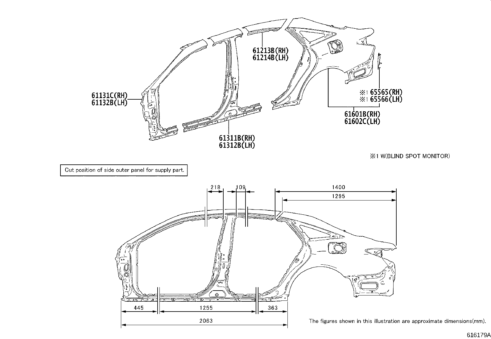 61075-07020 RAIL SUB-ASSY, NO.3 UPPER OUTER, RH product image