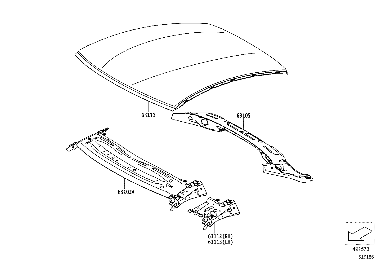 63102-WAA01 PANEL SUB-ASSY, WINDSHIELD HEADER product image