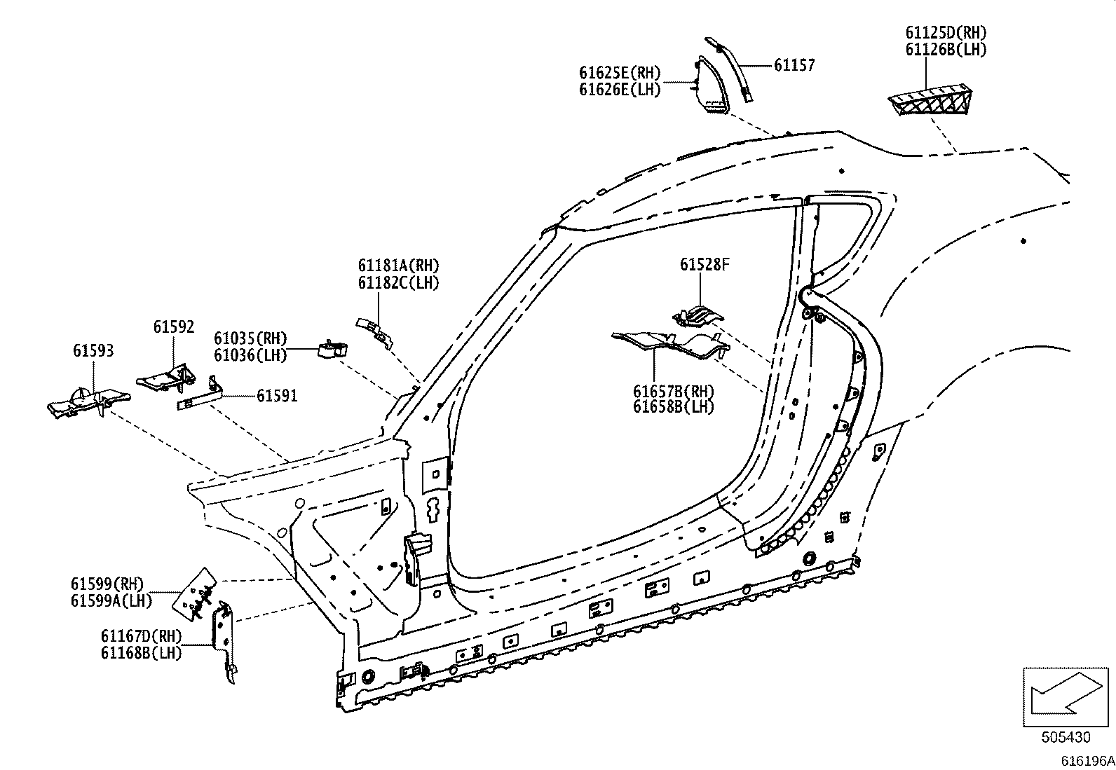 Toyota 61605-WAA01 PANEL, QUARTER WHEEL HOUSE, INNER RH