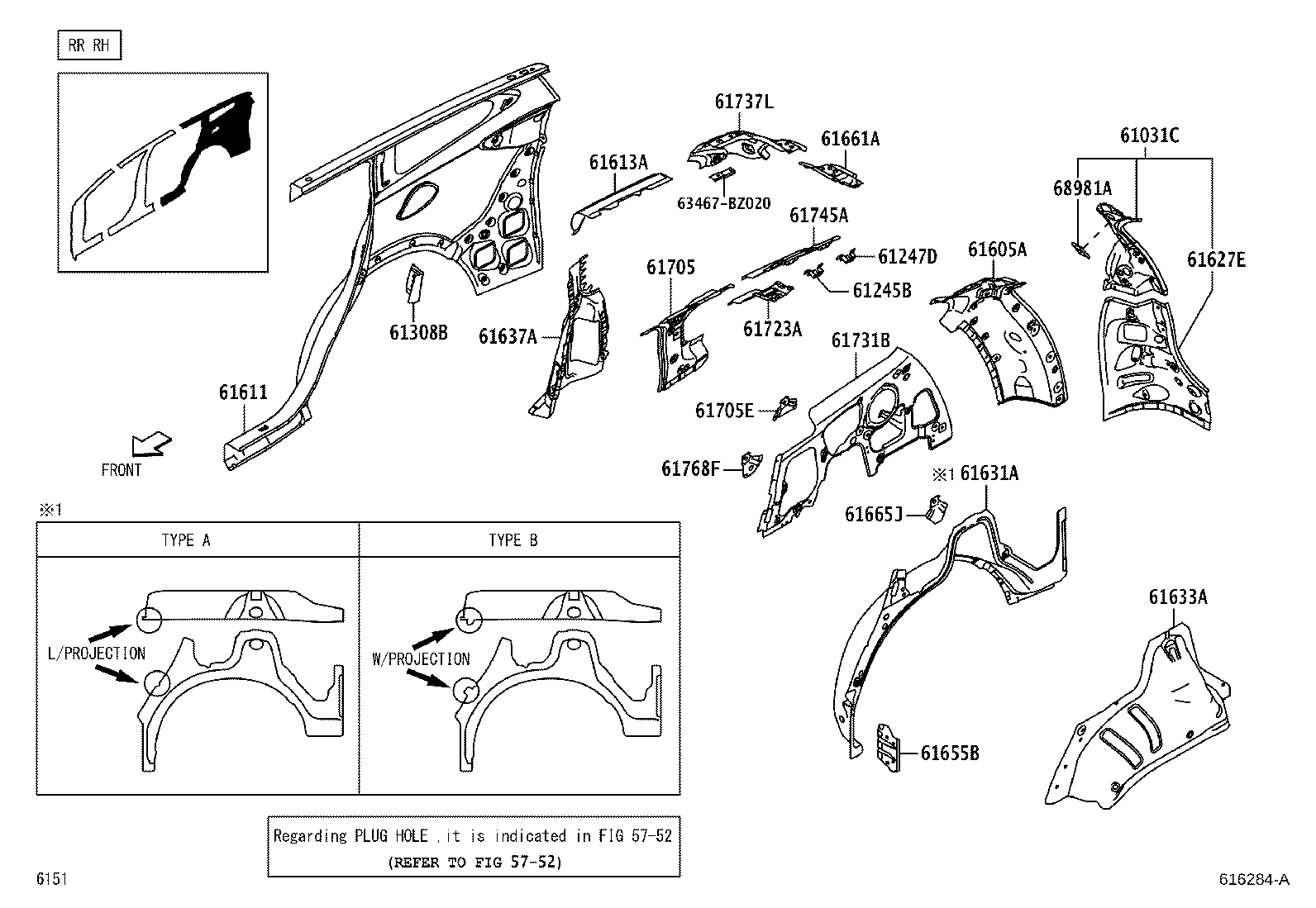 61346-BZ150 PILLAR, CENTER BODY, INNER LOWER LH product image