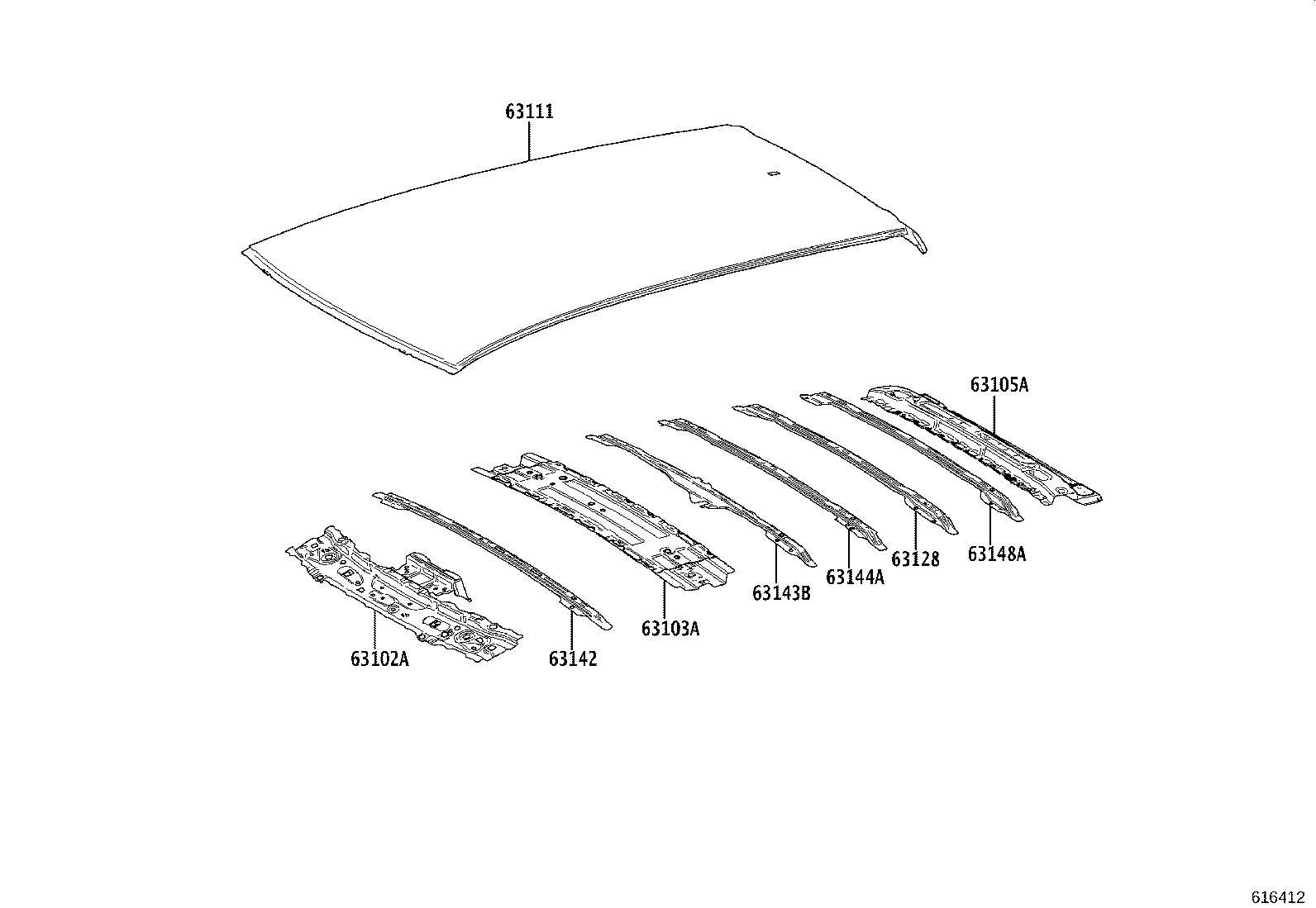 63111-12B40 PANEL, ROOF product image