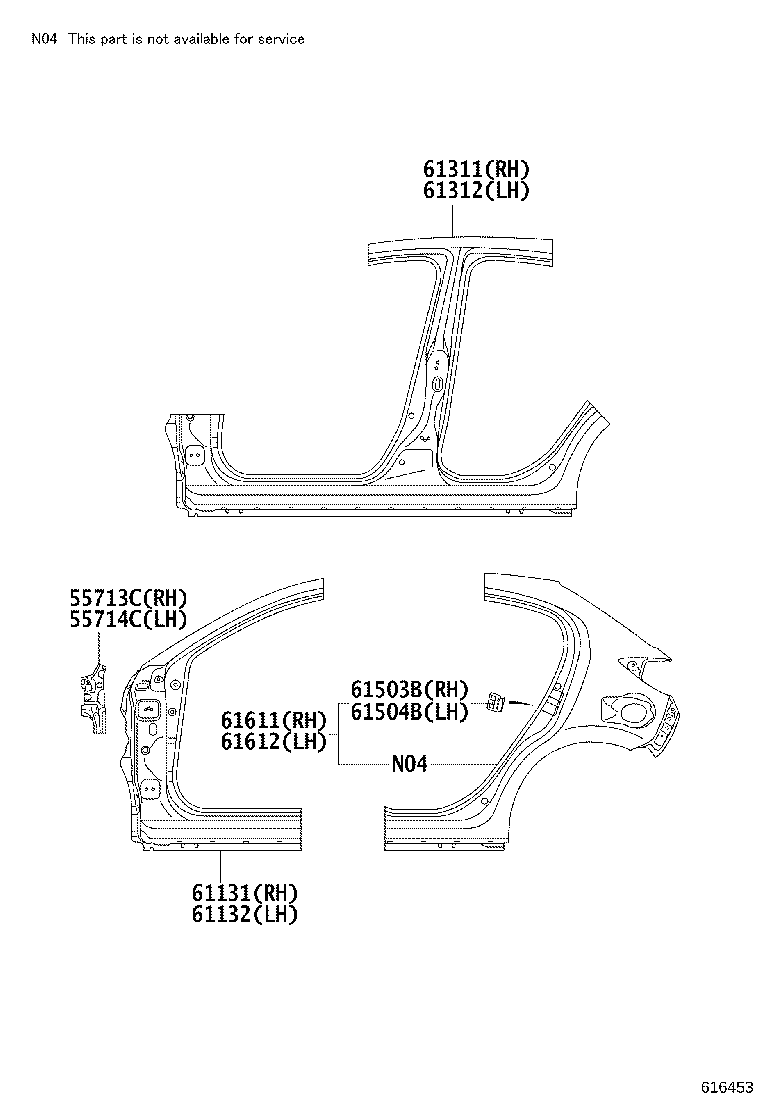 61622-WB002 TROUGH, BACK DOOR OPENING, LH product image