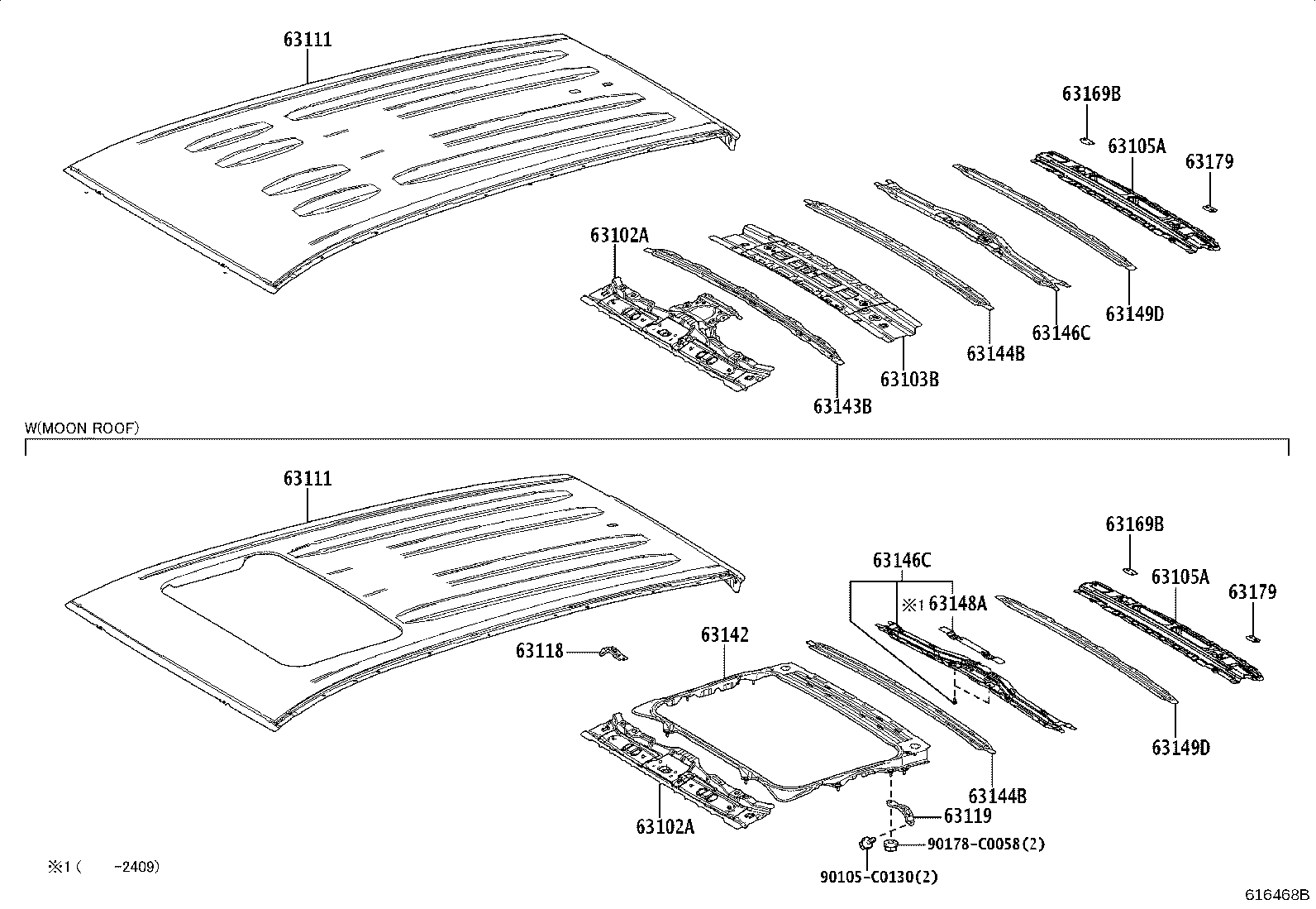63149-0R070 REINFORCEMENT, ROOF PANEL, NO.8 product image