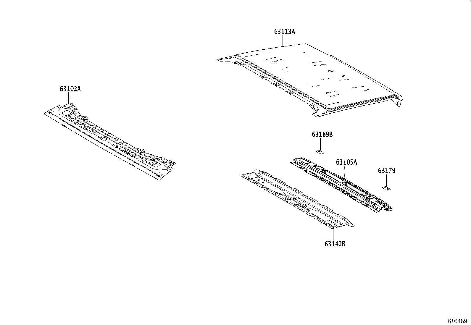 63149-0R070 REINFORCEMENT, ROOF PANEL, NO.8 product image