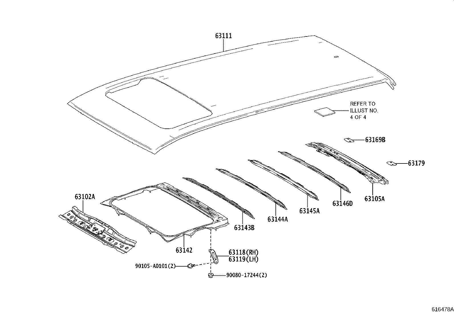 63209-0E080 PANEL SUB-ASSY, ROOF WIND DEFLECTOR product image