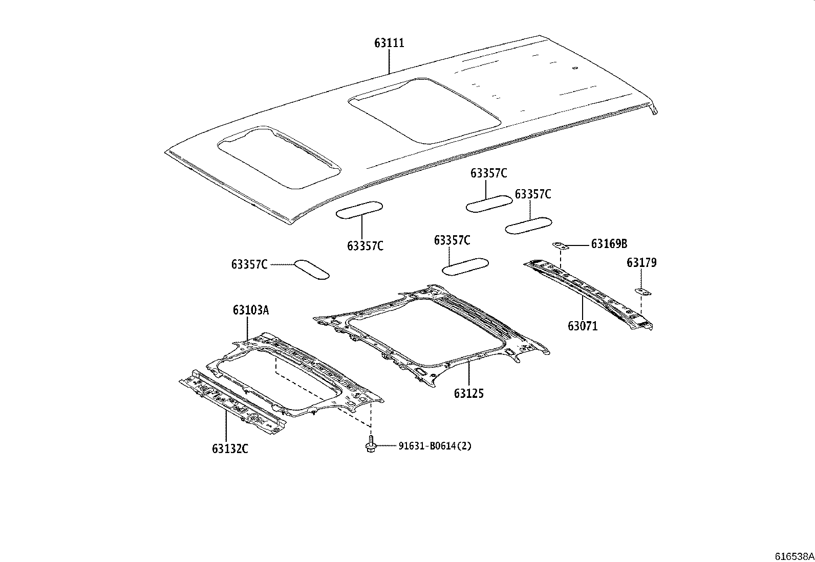 63357-58010 SILENCER, ROOF product image