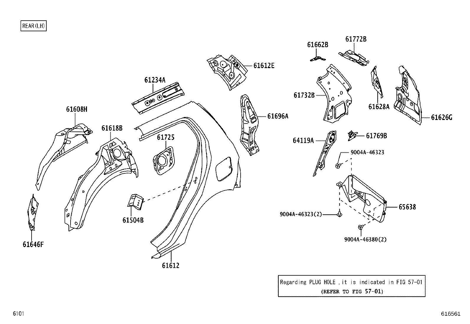 61202-BZ050 RAIL SUB-ASSY, ROOF SIDE, LH product image