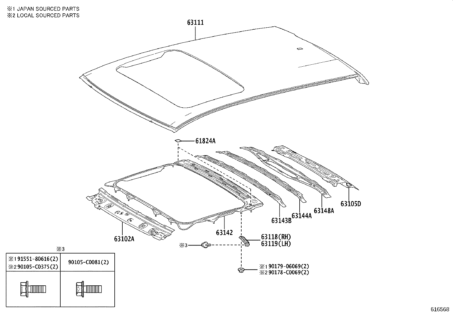 63142-F4020 REINFORCEMENT, ROOF PANEL, NO.2 product image