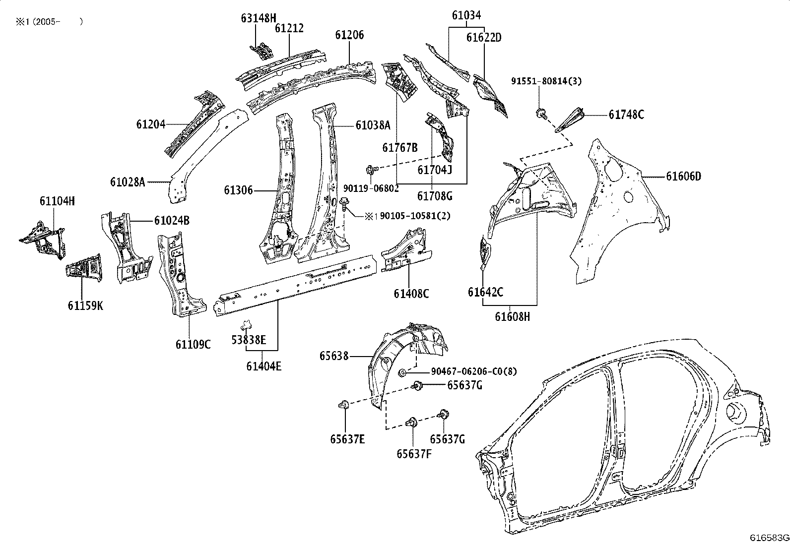61027-52900 PILLAR SUB-ASSY, FRONT BODY, OUTER RH product image