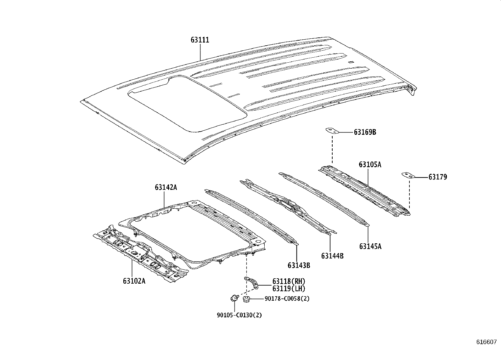 63144-0R080 REINFORCEMENT, ROOF PANEL, NO.3 product image