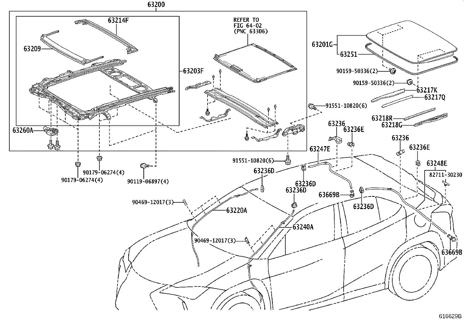 Toyota 63111-76100 PANEL, ROOF