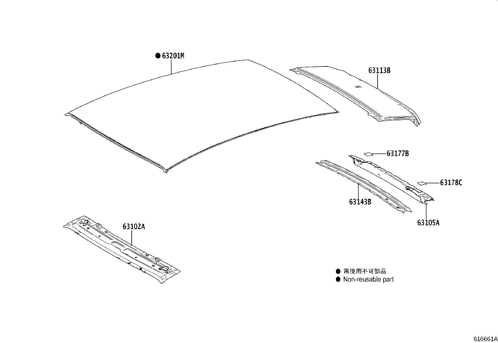 63143-K0010 REINFORCEMENT, ROOF PANEL, NO.3 product image