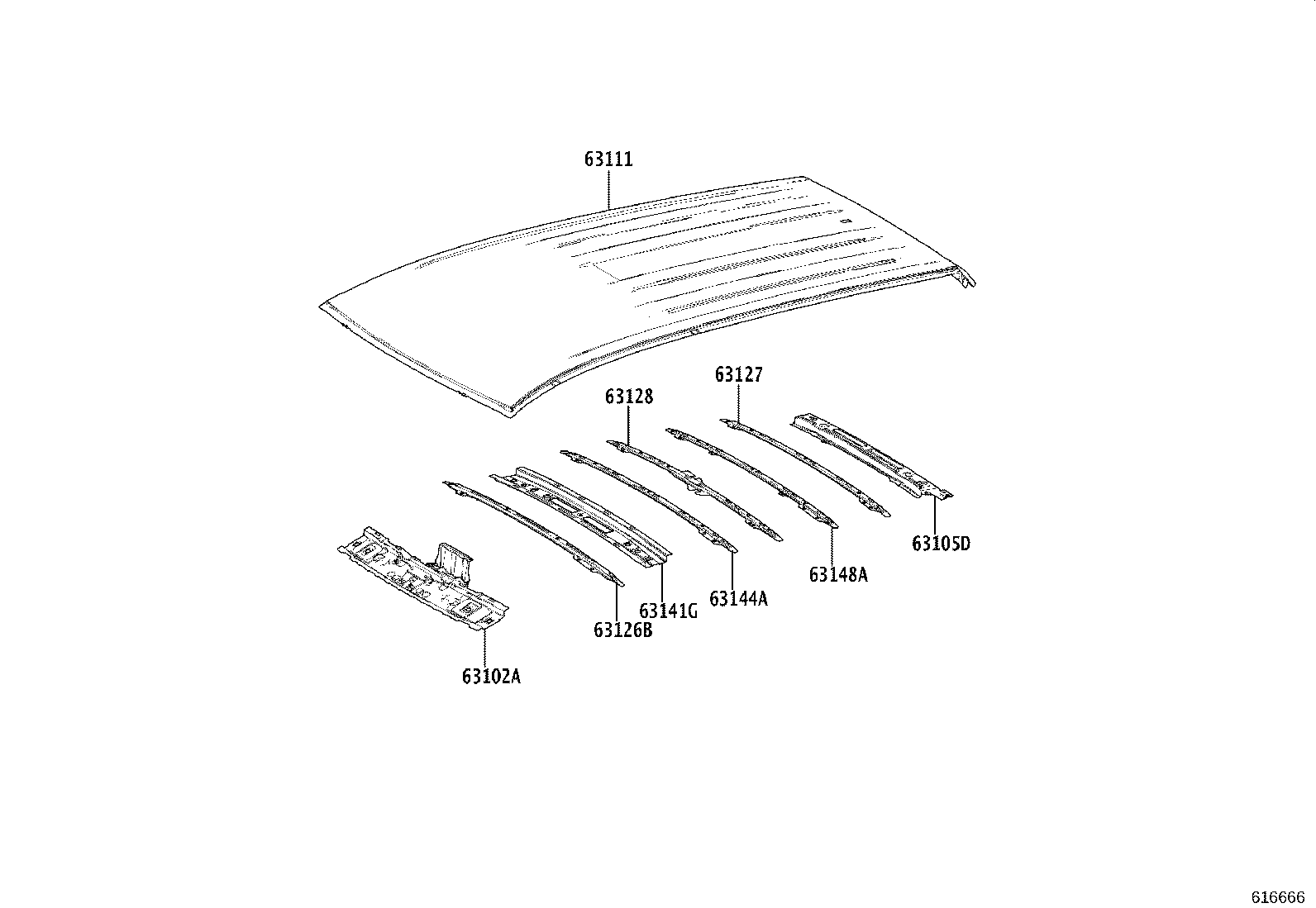 63185-0A080 BRACKET, ROOF RACK, FRONT RH product image