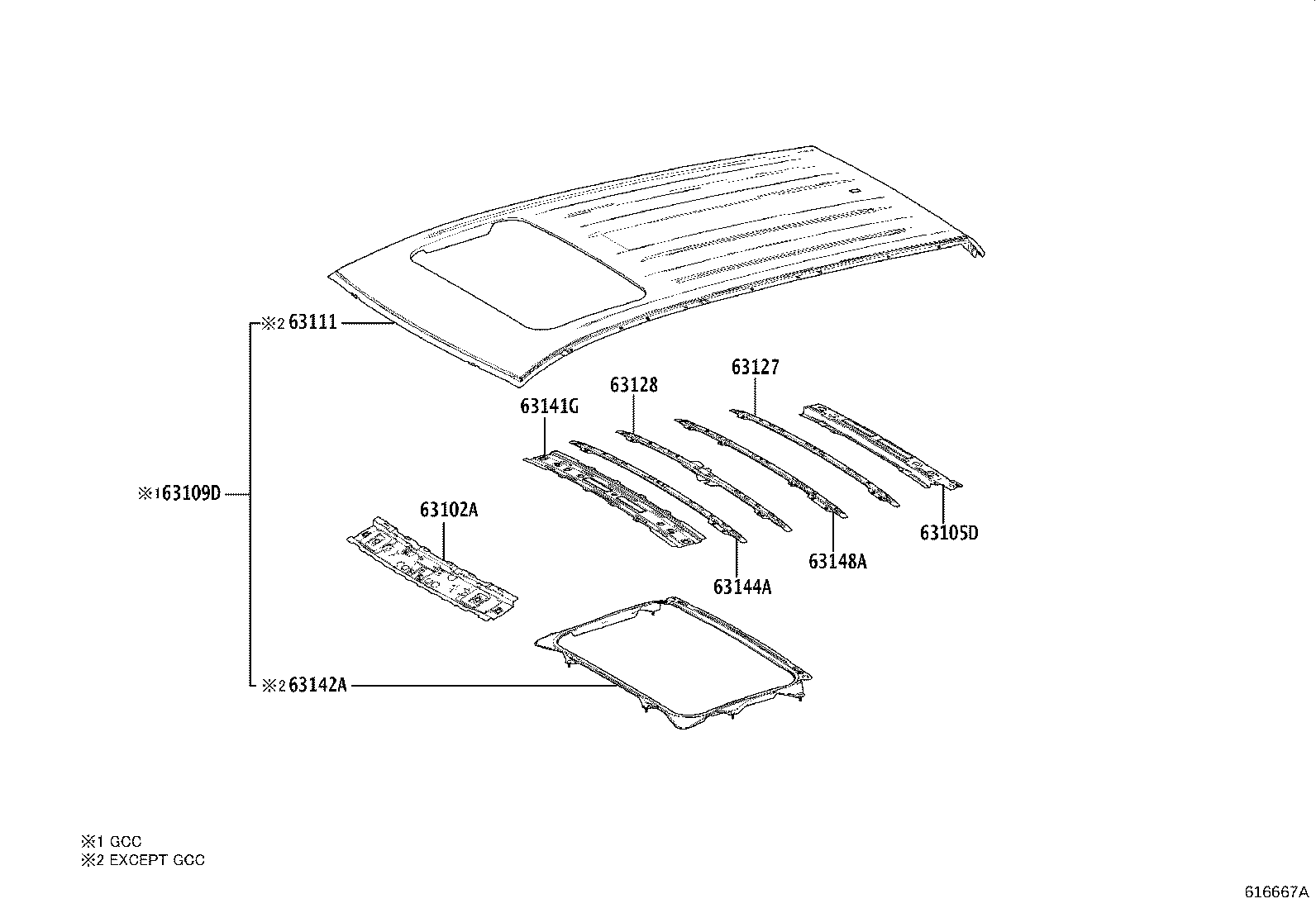 63185-0A080 BRACKET, ROOF RACK, FRONT RH product image