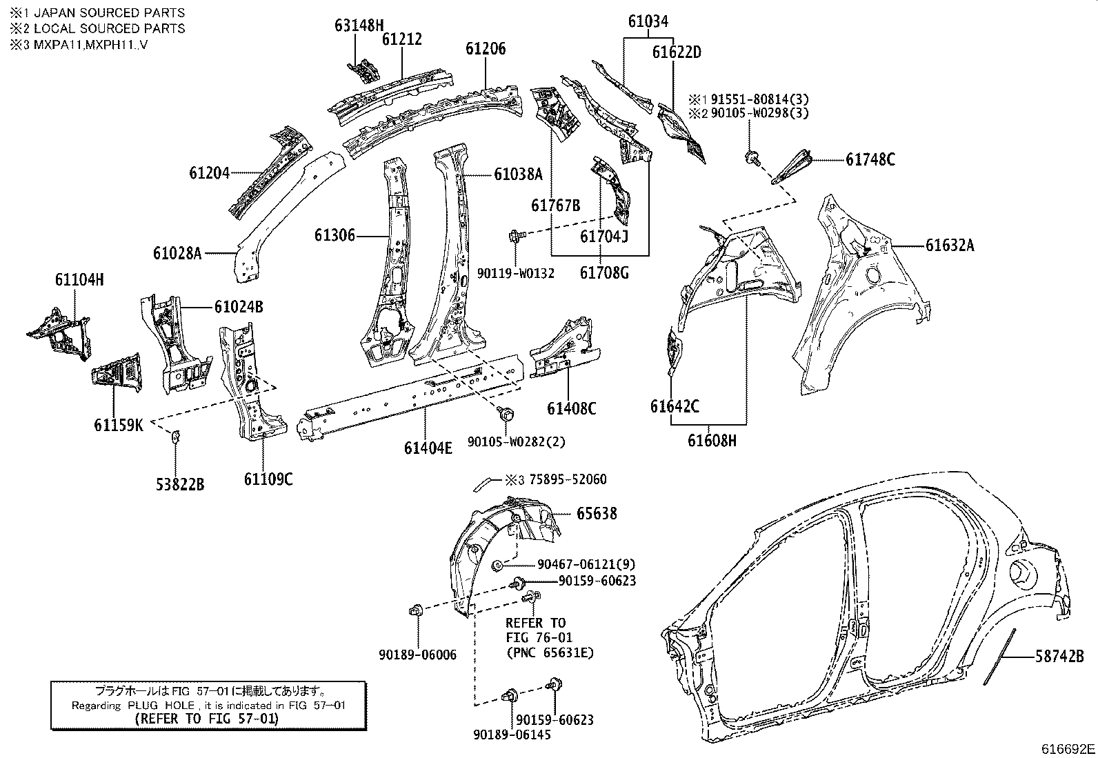 61027-K0900 PILLAR SUB-ASSY, FRONT BODY, OUTER RH product image